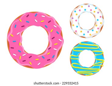 Sweet Donut Font Vector. Letter O