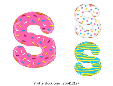 Sweet donut font vector. Letter S