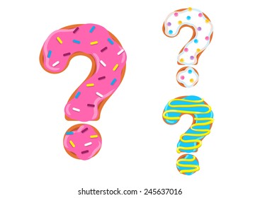 Sweet donut font vector. question mark