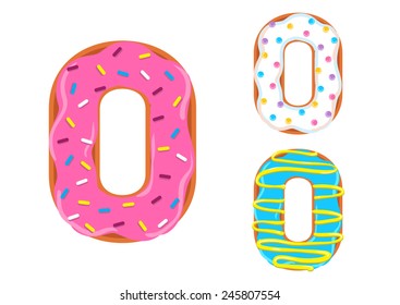 Sweet Donut Font Vector.Number 0