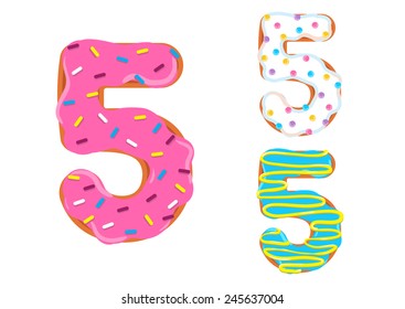 Sweet donut font vector.Number 5