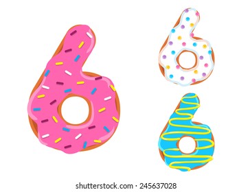 Sweet donut font vector.Number 6