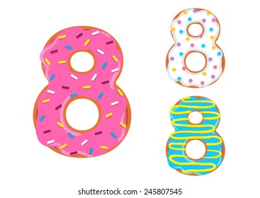 Sweet donut font vector.Number 8