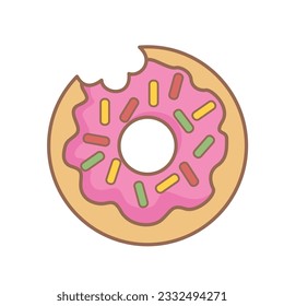 Sweet Donut Food Cartoon Illustration Vector Clipart Sticker