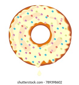 Sweet donut. Donut with glaze isolated on white background. Vector illustration.