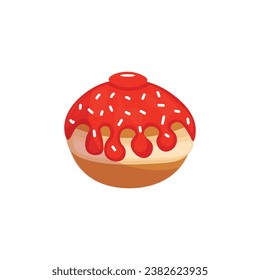Sweet donut for Hanukkah on white background