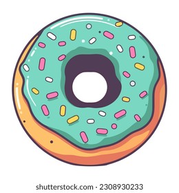 Sweet donut with icing decoration icon isolated