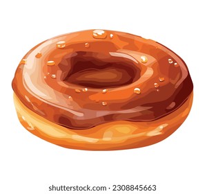 Sweet donut with icing over white
