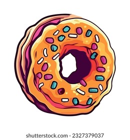 Sweet donut with icing, a snack for dessert lovers icon isolated