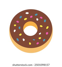Sweet donut icon. Chocolate donut with sprinkles. Vector illustration