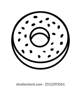 Icono de donut dulce. Donut de chocolate con chispas. Ilustración vectorial