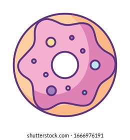 sweet donut icon over white background, flat style, vector illustration