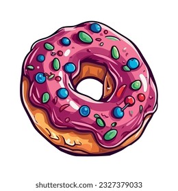 Sweet donut illustration with decoration sprinkles icon isolated