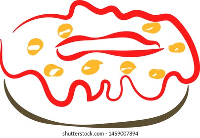 Sweet donut, illustration, vector on white background.
