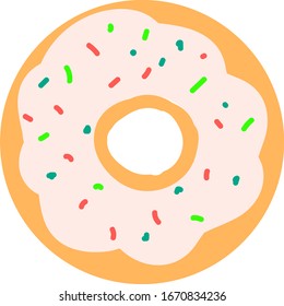 Sweet donut, illustration, vector on white background.