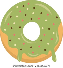 Sweet Donut Isolated on White Background. Cute Cartoon Design and Shapes. Vector Illustration.