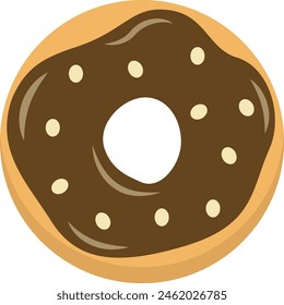 Sweet Donut Isolated on White Background. Cute Cartoon Design and Shapes. Vector Illustration.