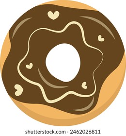 Sweet Donut Isolated on White Background. Cute Cartoon Design and Shapes. Vector Illustration.
