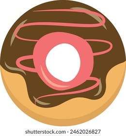 Sweet Donut Isolated on White Background. Cute Cartoon Design and Shapes. Vector Illustration.