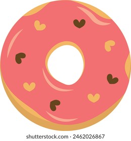 Sweet Donut Isolated on White Background. Cute Cartoon Design and Shapes. Vector Illustration.