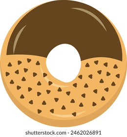 Sweet Donut Isolated on White Background. Cute Cartoon Design and Shapes. Vector Illustration.
