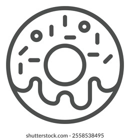 Sweet donut line icon, eat what you want concept. Vector graphics. Glazed donut bun sign on white background, outline style icon for mobile or web design