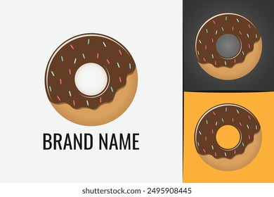 Sweet donut logo. Doughnut and cake logotype. Bakery store logo. Donuts shop logotype