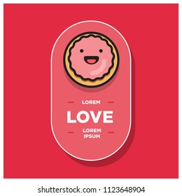 Sweet Donut Love Badge Sticker Design Vector Illustration