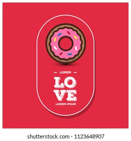 Sweet Donut Love Badge Sticker Design Vector Illustration