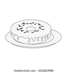 Sweet donut on dish