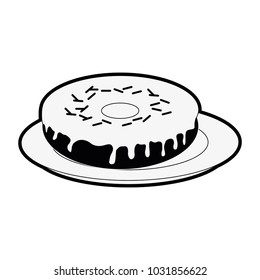 Sweet donut on dish