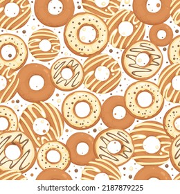 Sweet donut pattern cartoon vector. Candy food. Chocolate cake