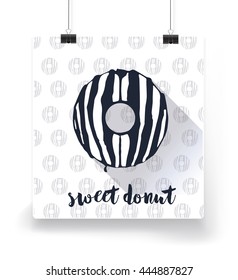 sweet donut poster. background. chocolate donut. striped donut