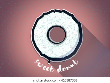 sweet donut. punk background. chocolate donut. Donut in white glaze