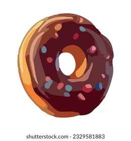 Sweet donut snack with chocolate icing and cream icon isolated