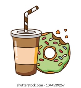 sweet donut and soda