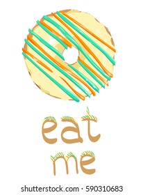 Sweet donut vector. Glaze. Eat me. Vector Image. Scalable to any size.Icon for Site