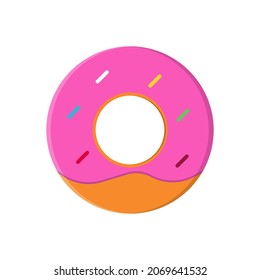 Sweet donut vector icon on white background. Sweet food.  Cream color. Flat vector. 