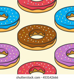 Sweet Donut vector illustration . Seamless Pattern donut 