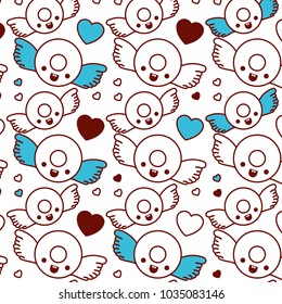 sweet donut with wings kawaii pattern
