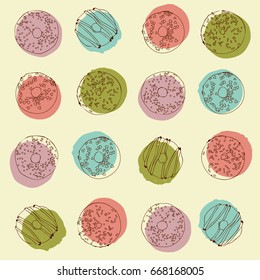 Sweet donuts for advertising a restaurant and a cafe. Vector drawing donuts