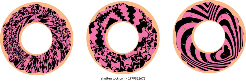 süße Donuts mit appetitanregender Sahne im Stil der Kunst, moderne Süßigkeiten auf weißem Hintergrund