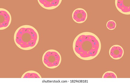 sweet donuts with bright surface wallpaper for design concept of cooking and desserts