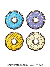 Sweet Donuts Cartoons Vector Set 4