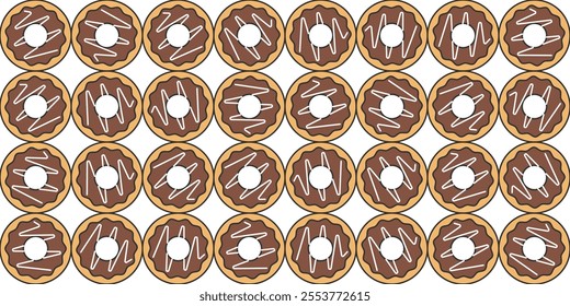 Sweet donuts chocolate cake elements  pattern for design. Flat vector cartoon illustration.