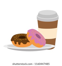 sweet donuts with coffee
