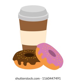 sweet donuts with coffee