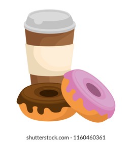 sweet donuts with coffee