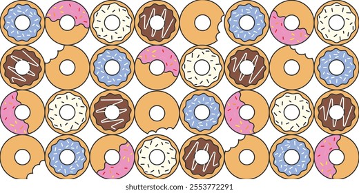 Sweet donuts colorful cartoon graphic elements and illustrations. Vector design