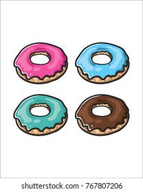 Sweet Donuts Cute Cartoon Vector Set 2